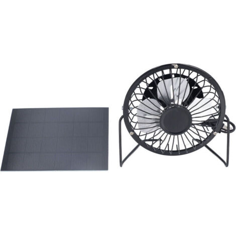 Ventilateur solaire portable avec panneau polysilicium noir - Parfait pour camping, véhicule et voyages - Énergie renouvelable (1/4)