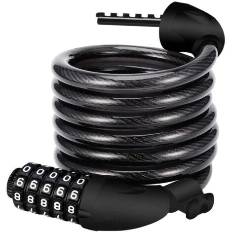 Antivol Velo,Cadenas de velos Long 120cm x 12mm,Câble Antivol pour Vélo Scooter Motos Portail Vélo avec 5 Chiffres Intelligente Code et Vélo Poussette,Verrouillage à Vélo Antivol (1/4)