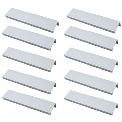 Lot de 10 Poigne Profil Poigne de Meuble Cuisine - Poigne Invisible Poignee de Meuble Bross Poigne Meuble argent en Alliage d\'Aluminium Entraxe 96mm (1/4)