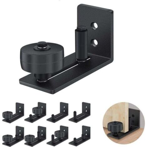 1pcs Guide de Porte Coulissante Robuste en Acier-au Carbone Noir-Rouleau Rglable-Systme de Fixation Murale (1/4)