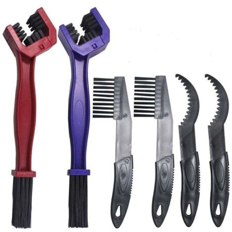 6 Pièces Kit Outils de Brosse de Nettoyage de Chaînes de Moto Vélo, Brosse de Nettoyage pour Chaînes Vitesses de VTT Vélos Motos (1/4)