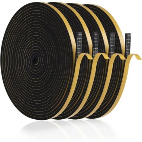 Joint fenetre Isolation Anti Froid, 20m Joint Porte d'entrée Mousse Adhésif 12mm x 6mm Bande Etancheite Autocollante Isolant fenêtre Contre le vent, Anti pluie, Anti-bruit (Noir) (1/4)