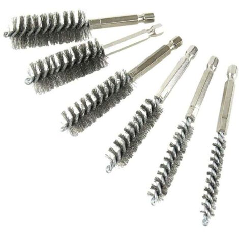 Brosse à Trous en Acier Inoxydable 6 pièces en différentes Tailles pour nettoyer les tuyaux, les ports, les roulements et plus encore (8mm,10mm,12mm,15mm,17mm,19mm) (1/4)