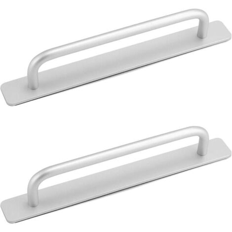 Lot de 2 poignées de porte coulissante autocollantes, 210 x 25 mm, en alliage d'aluminium, argentées (1/4)