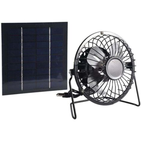 Ventilateur Solaire Portable 5W 4 Pouces pour Serre Bureau et Extérieur Mini Extracteur (1/4)