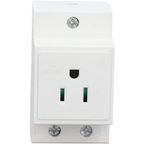 Prise de Courant Alternatif Fiable sur Rail DIN, pour Panneau de Distribution, Prise de Courant en Nylon Ignifuge pour une Installation Facile (États-Unis AC110‑250 V 15 A) (1/4)