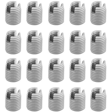 Lot de 20 inserts filetés, vis à fente, écrous autotaraudeurs, réducteurs de filetage, kit de réparation hélicoïdal M4 x 8 mm (1/4)