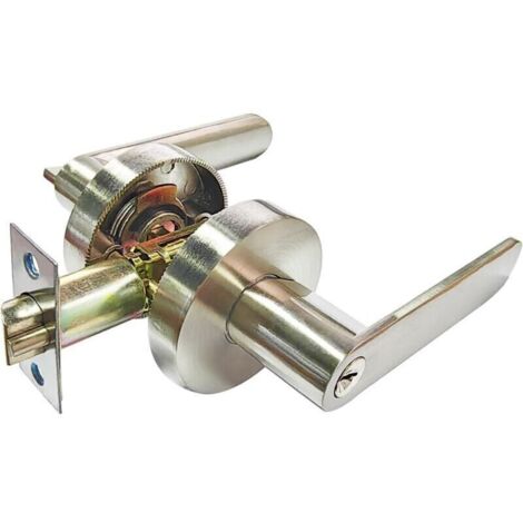 Serrure à levier de porte,alliage d'aluminium et d'aluminium Poignée de porte pour l'utilisation de la chambre,du vestiaire,du débarras et du bureau, taille de la serrure 60/70 mm,ronde,argen (1/4)