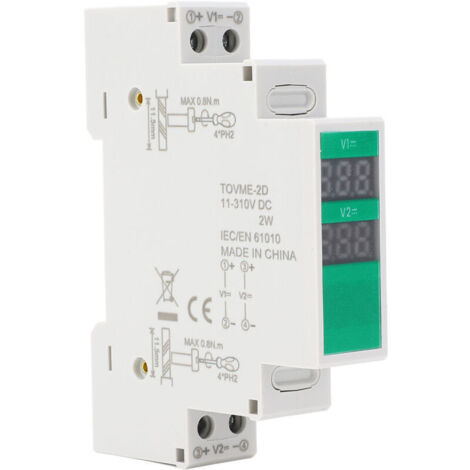Voltmètre sur Rail DIN DC 11V à 310V, plage de tension, affichage numérique LCD, compteur à montage Din A (1/4)