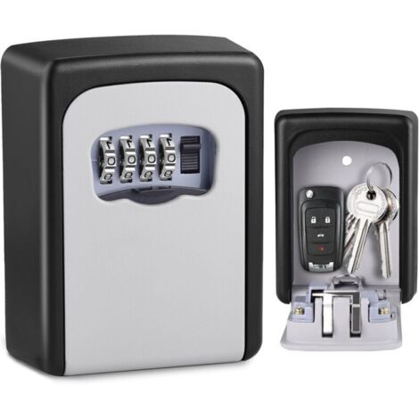 Boite à Clefs, Boite a Clefs Résistante aux Intempéries, Boîte à Clés Ultra Robuste avec Code à 4 Chiffres pour la Maison, Le Garage, Gris (1/4)