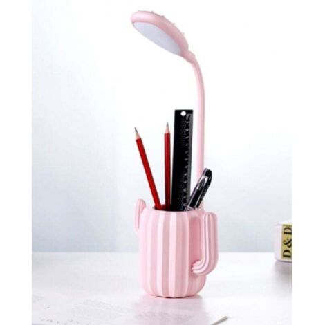Lampe de bureau LED lampe de nuit pour enfants, lampe de protection des yeux d'apprentissage, lumière verte réglable avec porte - stylo, chambre familiale, étude, bureau (rose) (1/3)