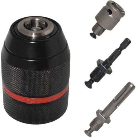 Mandrin Perceuse, 1/2-20 UNF Mandrin, Mandrin Autoserrant, 1.5-13mm Mandrin de Perçage, Adaptateur de mandrin de perçage sans clé, Mandrin SDS Convient à de nombreux types de forets (4) (1/4)