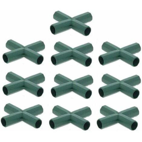 Lot de 10 Connecteurs De Cadre De Serre pour cadre de jardin, cages à fruits, clôtures, cadre de serre, connecteurs (16mm,Plat / 4 trous) (1/4)