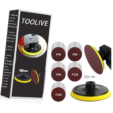 Disques Plateau de Ponçage 125mm avec Filetage M14, 50 Pièces Disques Abrasifs pour Meuleuse d'angle, Grain 10x 40/60/80/120/180 Pour Poncer/Polir/Dérouiller- (1/4)