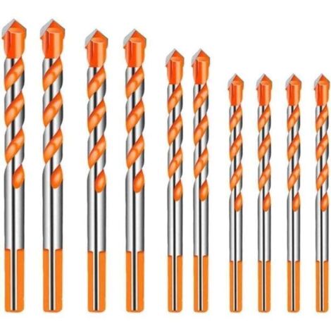 CCYKXA 10 Pièces Carbure De Tungstène Maçonnerie Foret Ensemble pour Céramique Porcelaine Métal Acier (6/8 /10 /12mm) (1/4)