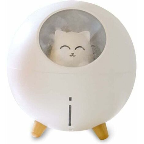 220 Ml Humidificateur D'Air Pour La Maison, Brume Froide Avec Lumière 7 Couleurs, Arrêt Automatique, Spray Pour Bureau (Chat Blanc) (1/4)