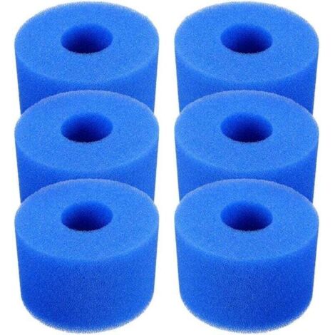 Lot de 6 cartouches de filtre de piscine réutilisables et lavables en mousse 108×73×40mm (bleu) (1/4)