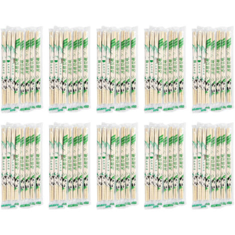 Ustensiles de base, Baguettes jetables rondes en bambou, paires de baguettes, jetables, en bambou, emballées individuellement, 19,5 x 0,5 cm, Lot de 100 (1/4)