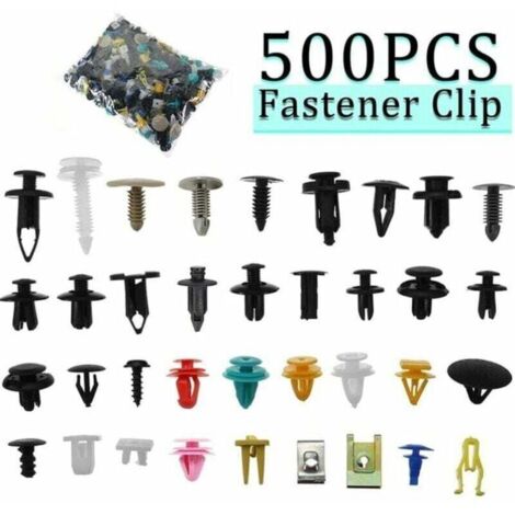 500pcs Rivet Clips Plastique, Plastique Fixation Auto Universel, de Garniture Voiture avec Outil Démontage, pour Panneaux Garnitures Portes Accessoires équipement intérieur (1/4)