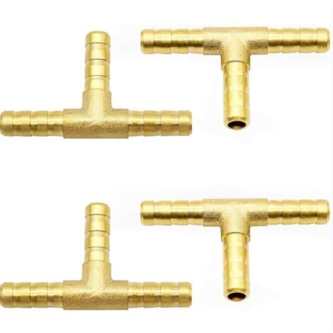 4 Pi&egraveces 6mm Pi&egravece en T Connecteur De Tuyau en Laiton Connecteur D'Extension De Tuyau Connecteur De Tuyau d'air Comprim&eacute Connecteur De Tuyau De Carburant (1/4)