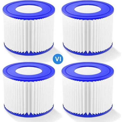 4PCS VI Filtre pour Spa, VI Filtre Cartouche Piscine Filtrantes, Cartouche VI Filtrante - Compatible avec Bestway 58323E, Compatible avec Coleman Saluspa 90427E, Compatible avec Lay-Z-Spa (1/4)