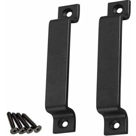 Poignée de porte de grange noire, lot de 2, poignées de porte en bois, pour portail/abri de jardin, armoires de cuisine, boutons de porte, placards, tiroirs, meubles de chambre (1/4)