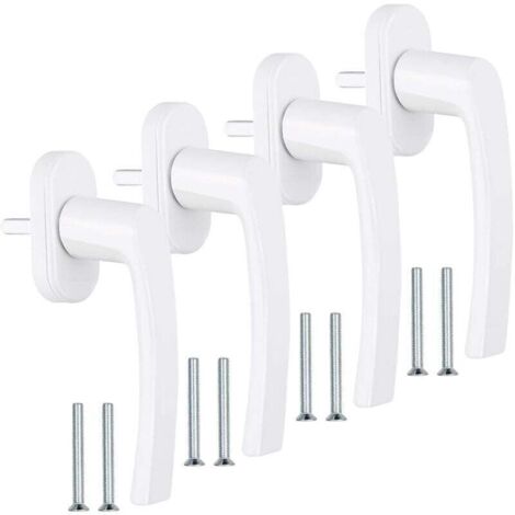 4 Pièces Poignee Fenetre, Poignee Fenetre PVC sans Cylindre de Fermeture avec 8 Vis, PoignéE de FenêTre Blanche en Aluminium Longueu 35 Mm pour FenêTres, Portes Balcon Et Maison (1/4)