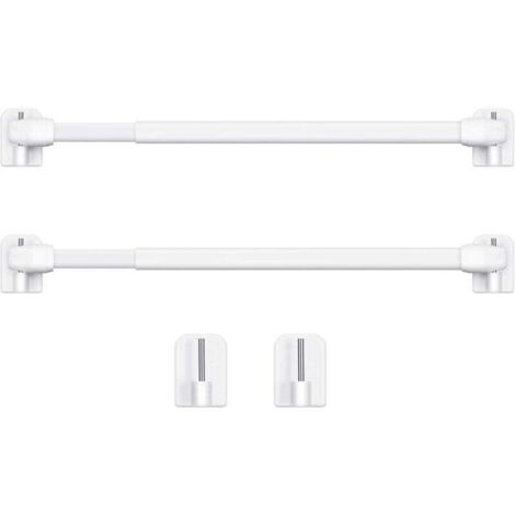 Tringle à Rideau en Plastique Réglable Tringle à Rideau Extensible pour Fenêtre Barres d'Armoire Tige de Tension Crochets de Tringle à Rideau Adhésive, 40-60cm (Blanc，2pcs) (1/4)