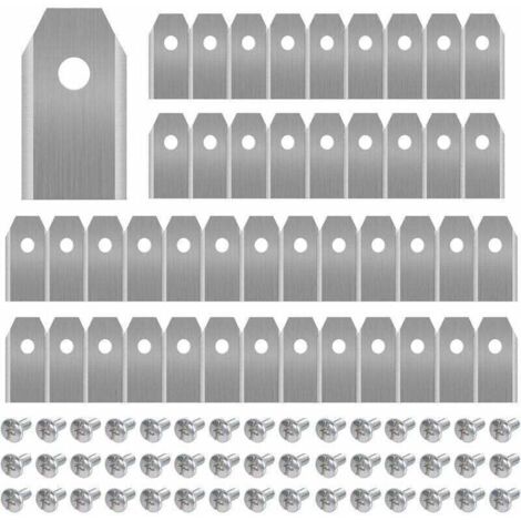 45 x Lames de Rechange en Titane, Lames de Tondeuse Gazon pour Toutes Les Tondeuses Robotiques Husqvarna Automower, Gardena, Yardforce, Robuste (3g / 0.75mm) avec Vis (1/4)