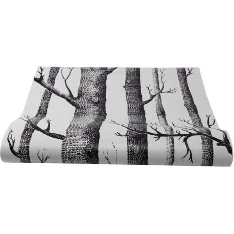 Papier Peint Arbre de Bouleau Blanc Noir pour Chambre à Coucher Design Moderne Salon Rouleau Bois ForêT Rustique (1/4)