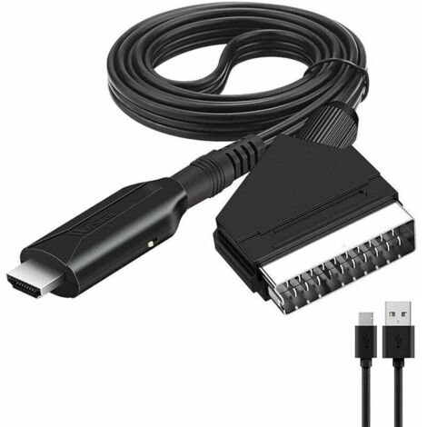 Convertisseur péritel vers HDMI - Adaptateur audio vidéo - Compatible HDMI 720/1080p - Pour HDTV/DVD/décodeur/PS3/PAL/NTSC - Adaptateur secteur (1/4)