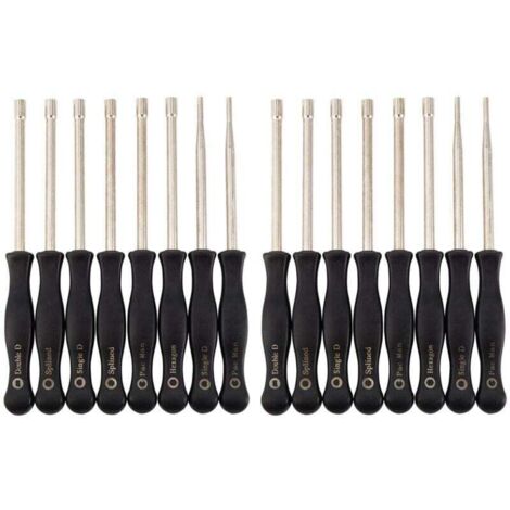 Kit de 16 tournevis pour réglage de carburateur, douilles hexagonales simples et doubles (1/4)