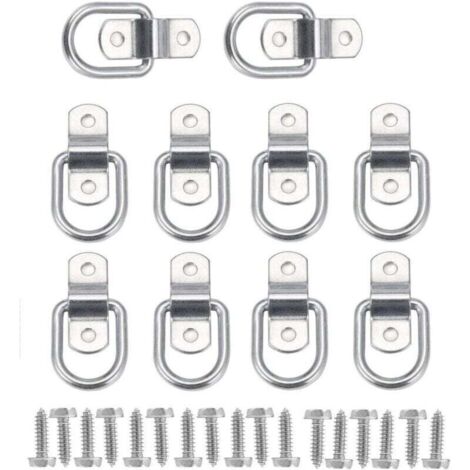 10Pcs D Anneau D'arrimage Anneau d'ancrage de Charge Ancrage de Remorque Anneau D'arrimage Forgé avec 20 Pièces Vis pour Sécuriser la Charge dans Le Camion Remorque (1/4)