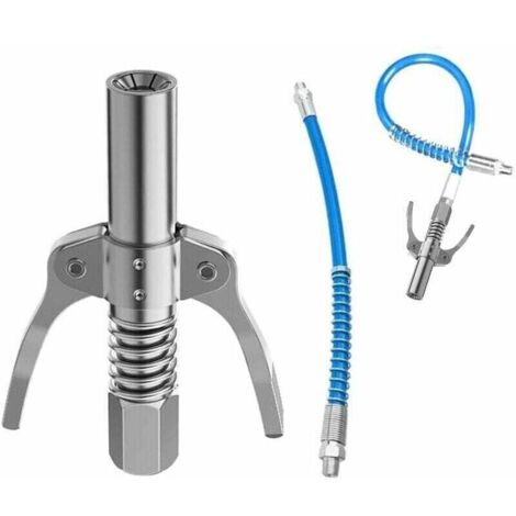 2X Coupler G pour Pompe à Graisse - Avec Tuyau Flexible - Avec Tous Les Pistolets Graisseurs 1/8 Embout Pompe à Graisse - Coupleur pour Pompe à Graisse - Raccord de Pistolet à Graisse Compatible (1/4)