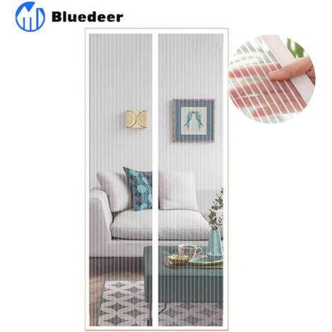 Magnétique Moustiquaire pour Porte, 120x210 cm Rideau de Porte Antimoustique, Blanc Moustiquaire Mailles ultra fines pour Couloirs, Portes, Patio, Fermeture Automatique (1/4)