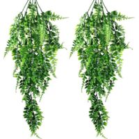 2 Pcs Lierre Artificielle Plantes Plante Tombante Fougère Artificielle Guirlande de Lierre Feuille Artificiel de Lierre pour Décoration Balcon Mur de Mariage Maison Jardin