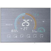 Thermostat Wi-Fi pour chaudière à gaz, commande vocale par application, écran LCD rétroéclairé, programmable, compatible avec Alexa et Google Home, BHT-8000-GC (argent)