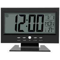 Horloge électrique, Réveil LCD Digital Sound avec Calendrier Et Affichage de La Température(Noir)