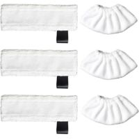 Lot de 6 chiffons de nettoyage de rechange pour aspirateurs Karcher SC2/ SC3/ SC4/ SC5 (3 housses de buse et 3 tampons en microfibre)