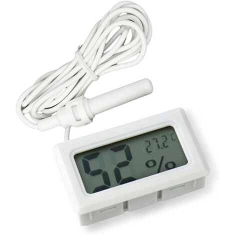 dans 1 hygromètre thermomètre numérique LCD intégré avec externe pour incubateur de reptiles d'aquarium de volaille - blanc (1/4)