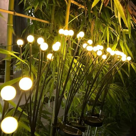 Lot de 2 lampes solaires de jardin luciole solaire d'extérieur luciole solaire de jardin pour lampes solaires extérieures décoratives d'extérieur - 10 perles de lampe LED (1/5)