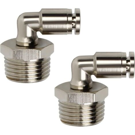 Raccord rapide à air comprimé SRJQXH 2pcs PL6-04 Coude mâle haute dureté Le connecteur d'air à filetage mâle est disponible pour les tubes en PU et en nylon