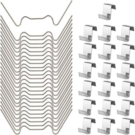 100pcs 50x Pinces à Verre W Clips Métalliques et 50x Z Clips de Chevauchement pour Accessoires de Remplacement de Verre de Serre Clips de Verre de Serre en Acier Inoxydable Clips de Fixation de Verre (1/5)