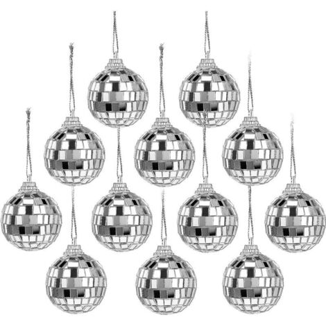12 Pcs 1.5 "Ornement Boule Miroir Disco Boule Suspendue Pendentif Boule Disco Ornement (1/5)