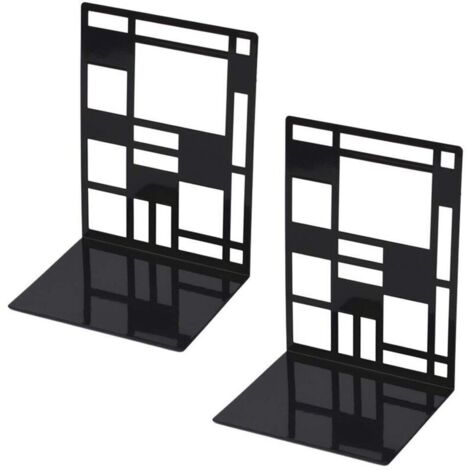 Ensemble de serre-livres, serre-livres en métal, serre-livres noirs, serre-livres design, étagère de sol antidérapante pour bureau, école, salon, librairie et bibliothèque pour enfants (1/5)