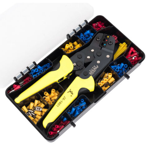 Le kit d'outils de sertissage de pinces à bornes isolées comprend un sertissage à cliquet 24-14 AWG 280 connecteurs de bornes de fil isolés 40 attaches de câble Cisea (1/5)