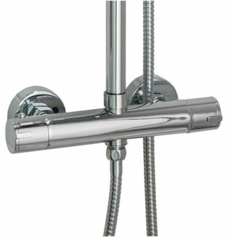 Mitigeur thermostatique rond double sortie pour colonne douche - chromé (1/5)