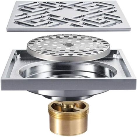 Toilette Salle de Bain Cuisine, Siphon de Sol, Siphon de Sol avec Couvercle Amovible, Siphon de Douche en cuivre Pur (1/5)