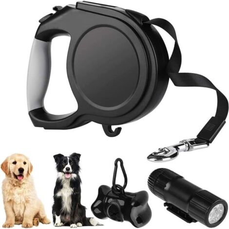 Laisse pour chien rétractable de 8 m, laisse pour chien rétractable, laisse pour chien rétractable robuste, laisse pour chien rétractable avec lumière LED, pour chiens de toutes tailles, laisse réglab (1/5)