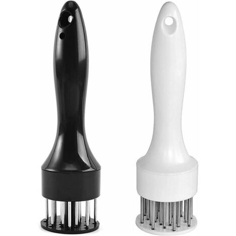 Attendrisseur de Viande Aiguille,Attendrisseur Manuel à Viande avec 21 Aiguilles en Acier en Acier Inoxydable Professionnel, pour attendrir Le Steak Boeuf Poulet Poisson(2 pièces Noir + Blanc) (1/4)